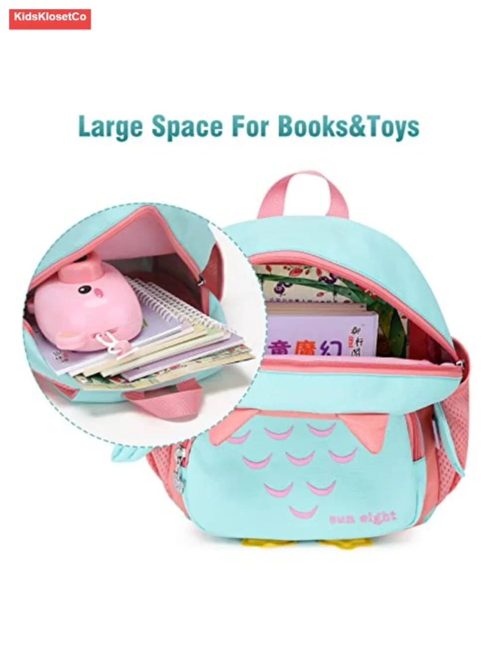 Lightweight Water-Resistant Toddler Backpack with Chest Strap, Cute Owl Design